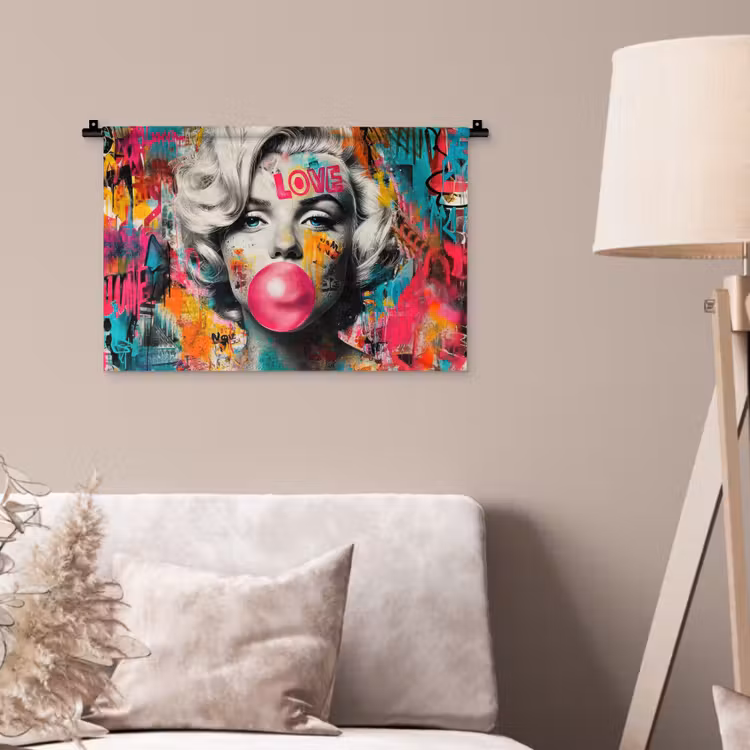 Wandkleed - Vrouw - Kauwgom - Graffiti - Neonkleuren — 2