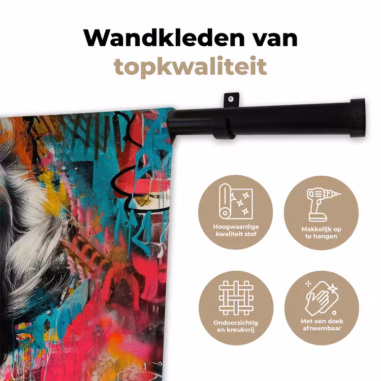 Wandkleed - Vrouw - Kauwgom - Graffiti - Neonkleuren — 3