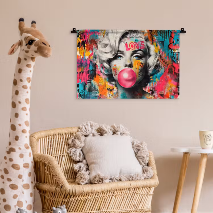 Wandkleed - Vrouw - Kauwgom - Graffiti - Neonkleuren — 5