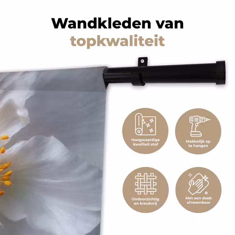 Wandkleed - Wit - Bloem - Elegant — 3