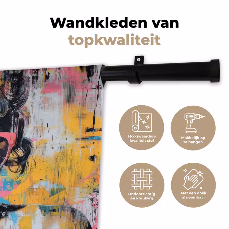 Wandkleed - Zonnebril - Vrouw - Kleurrijk - Verfspetters — 3