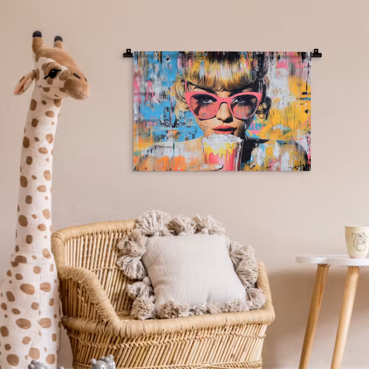Wandkleed - Zonnebril - Vrouw - Kleurrijk - Verfspetters — 5