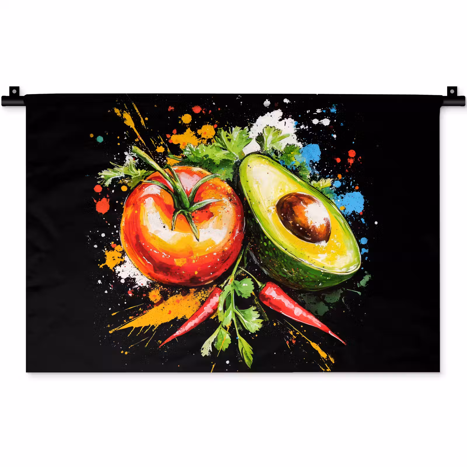 Wandkleed - Tomaat - Avocado - Peper - Graffiti - Verf - Modern — 1