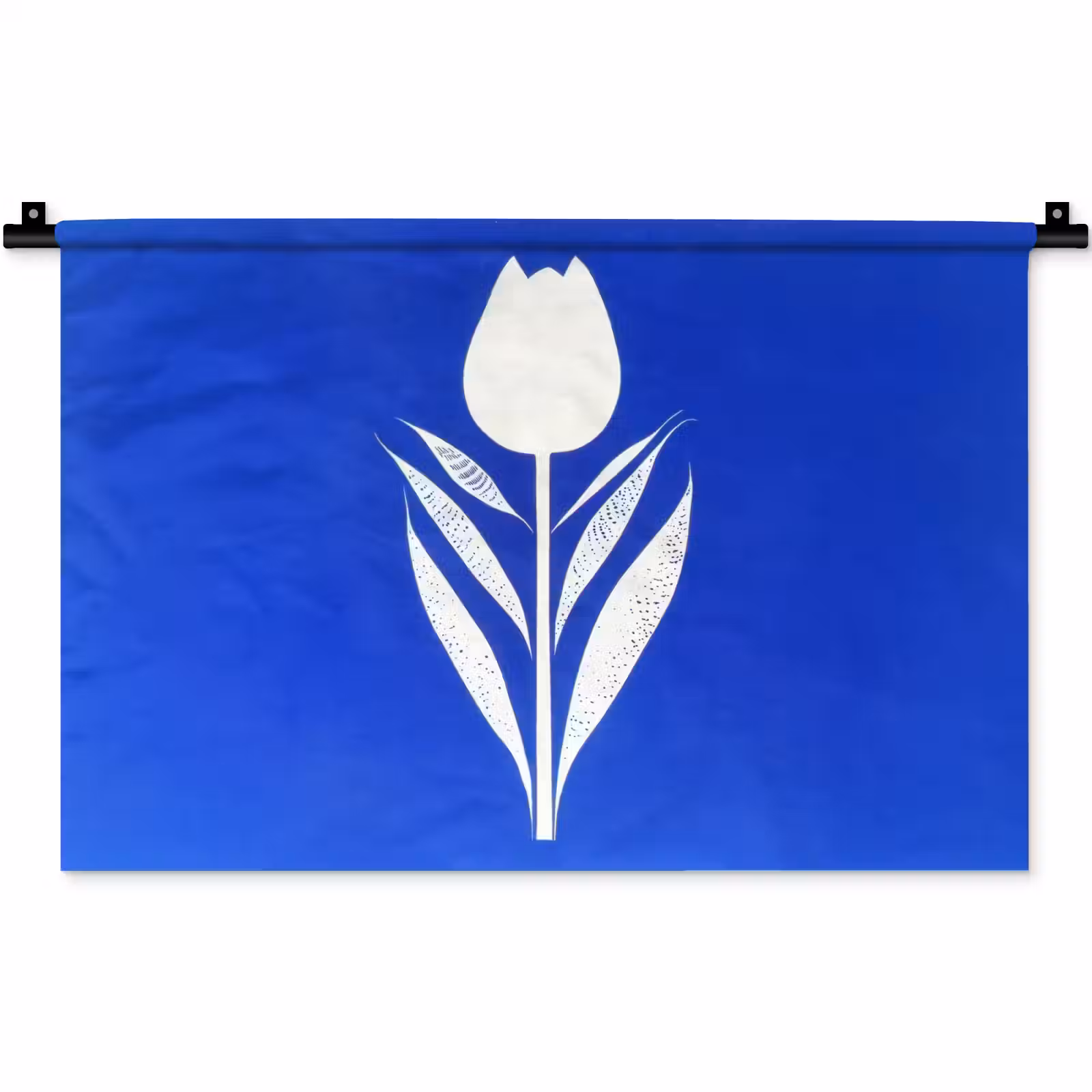 Wandkleed - Tulp - Minimalistisch - Bladeren - Wit — 1
