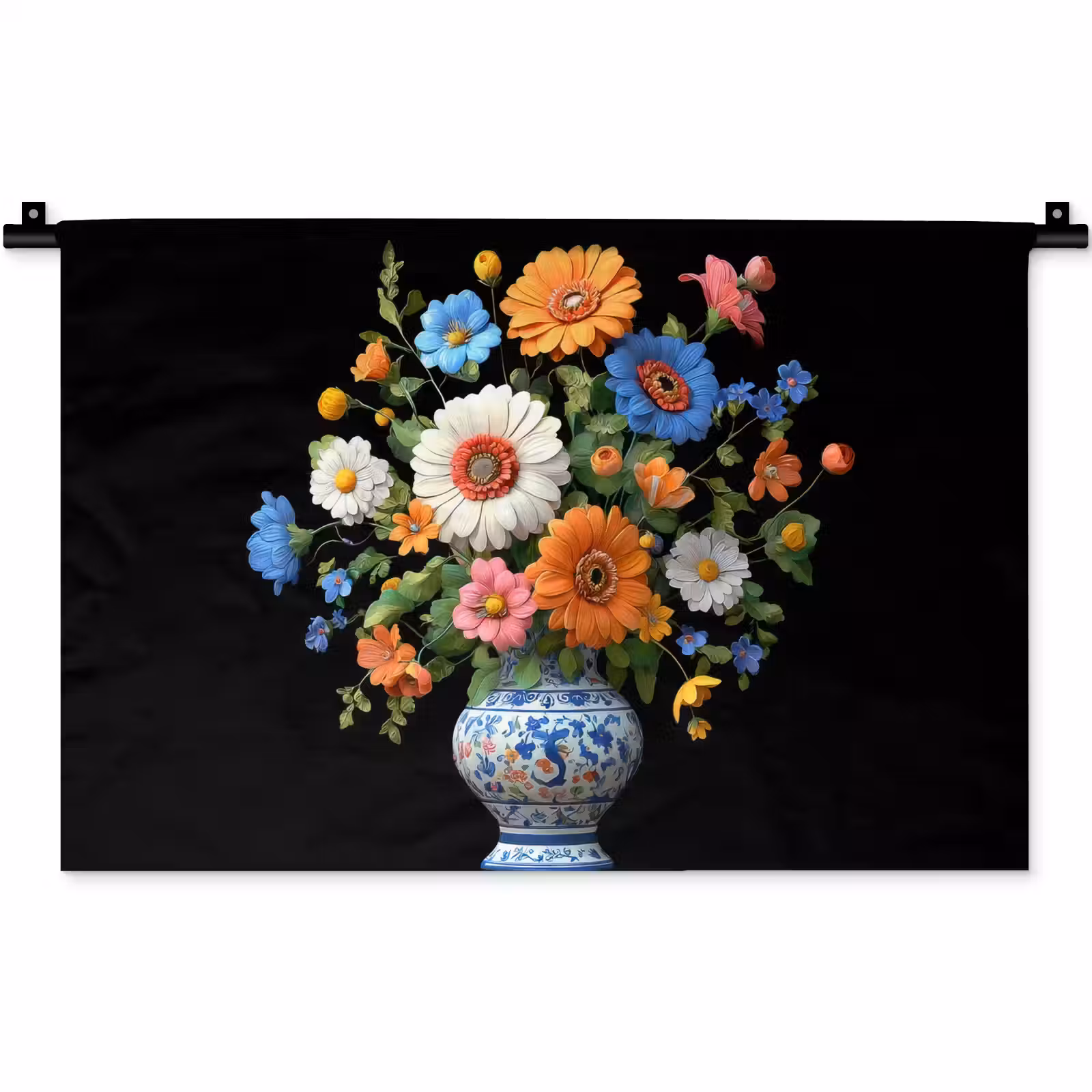 Wandkleed - Vaas - Boeket - Bloemen - Kleur — 1