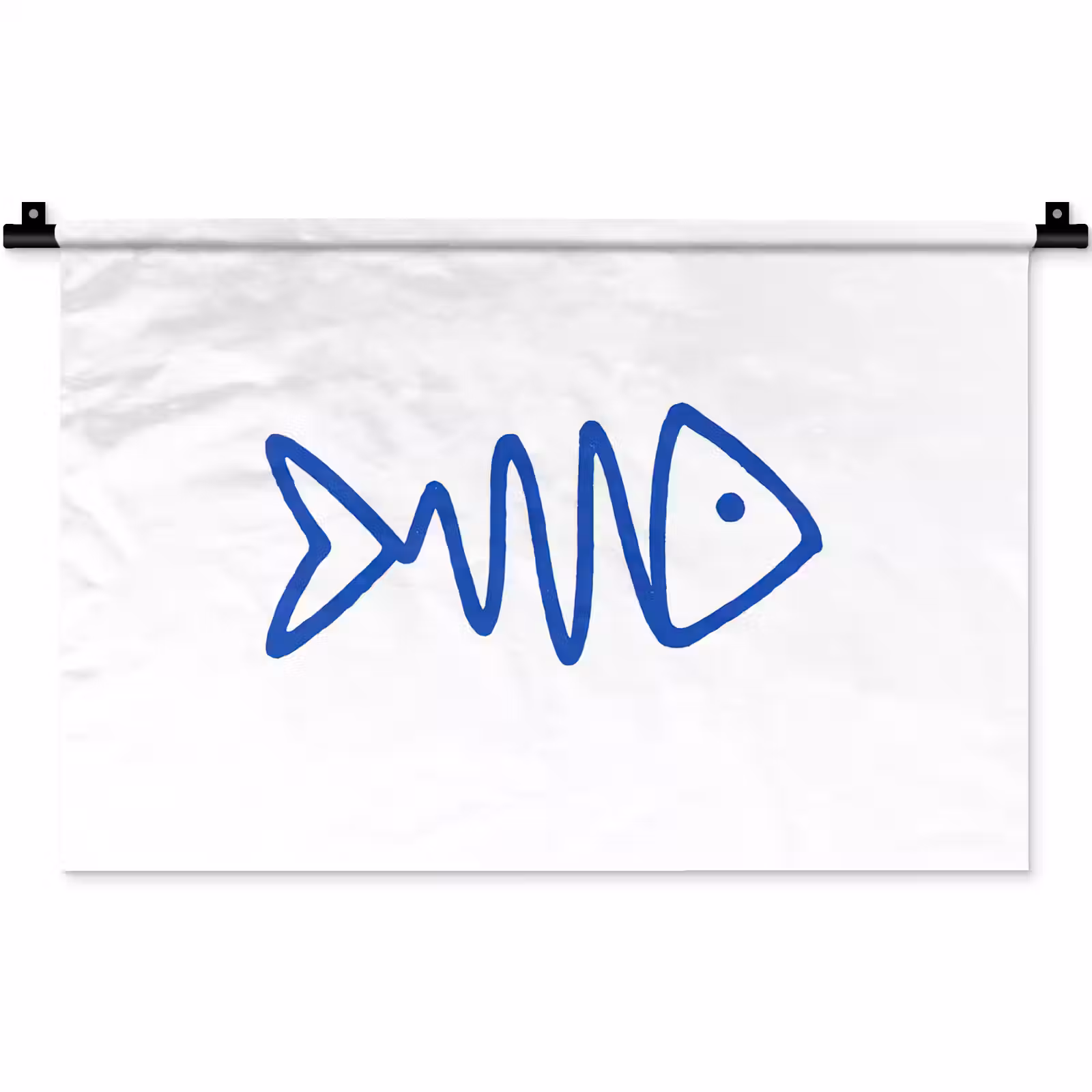 Wandkleed - Vis - Minimalistisch - Blauw - Lijn — 1
