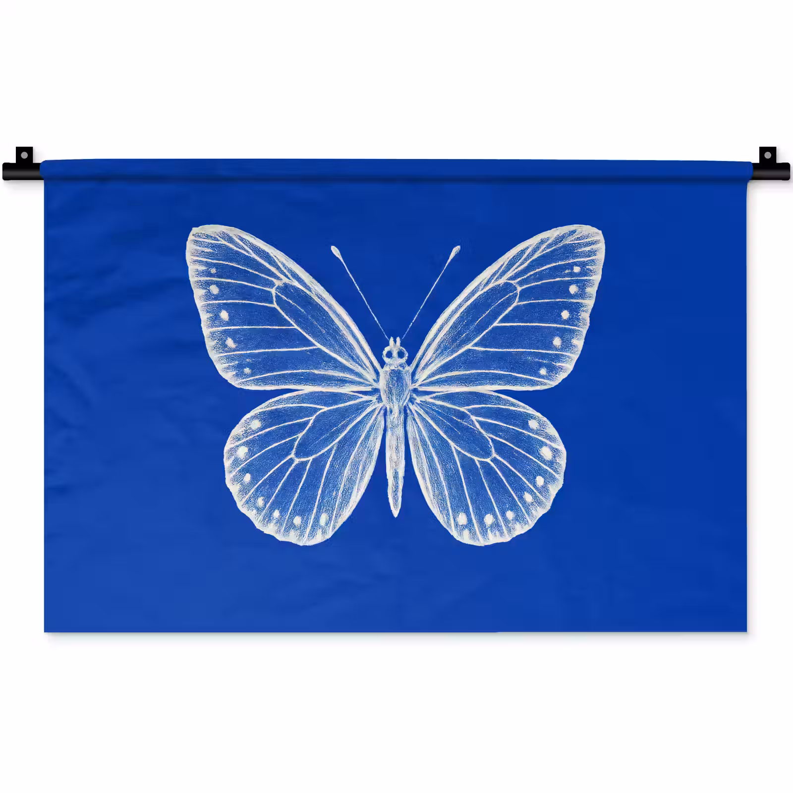 Wandkleed - Vlinder - Wit - Getekend - Stippen — 1