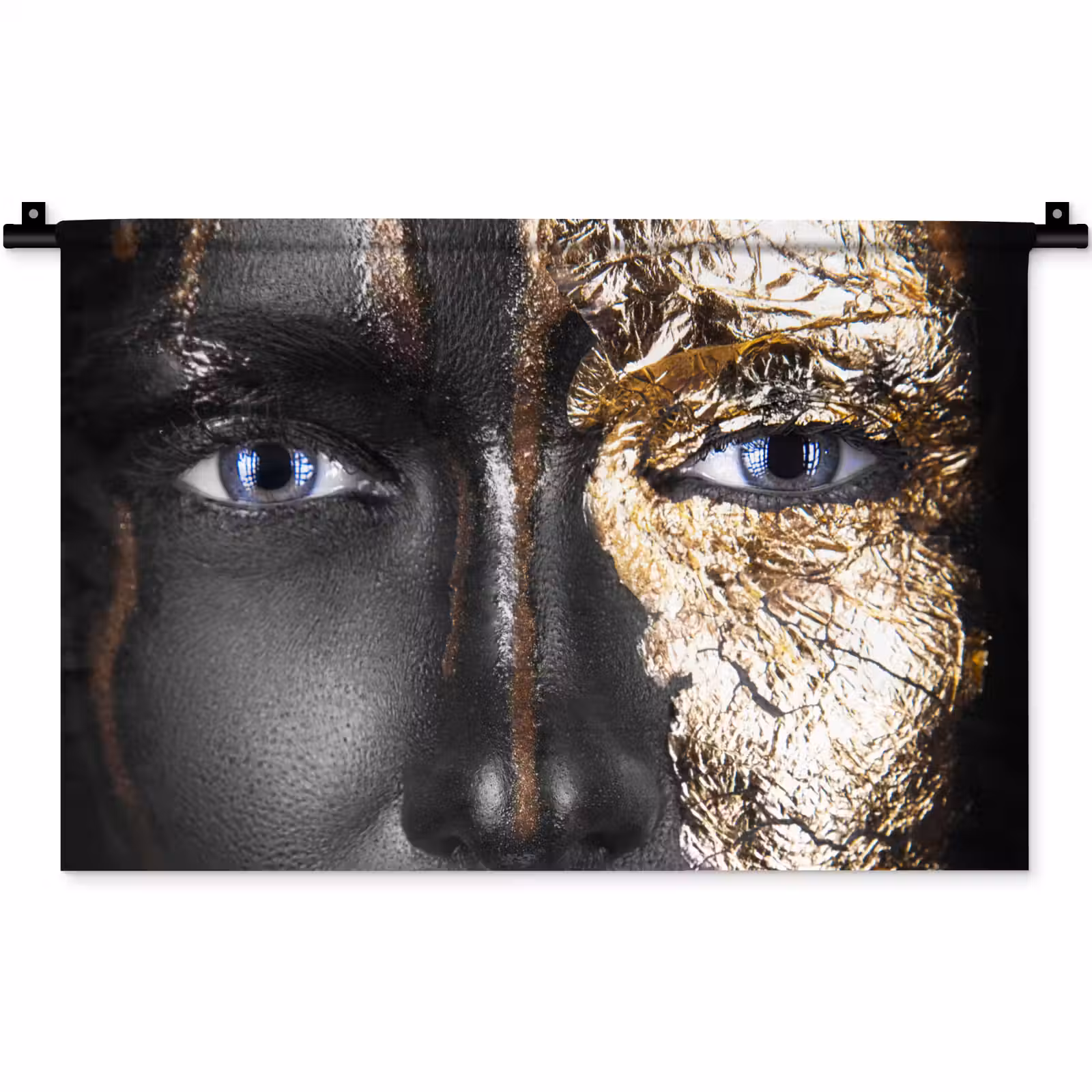 Wandkleed - Vrouw - Bladgoud - Zwart - Goud - Luxe — 1