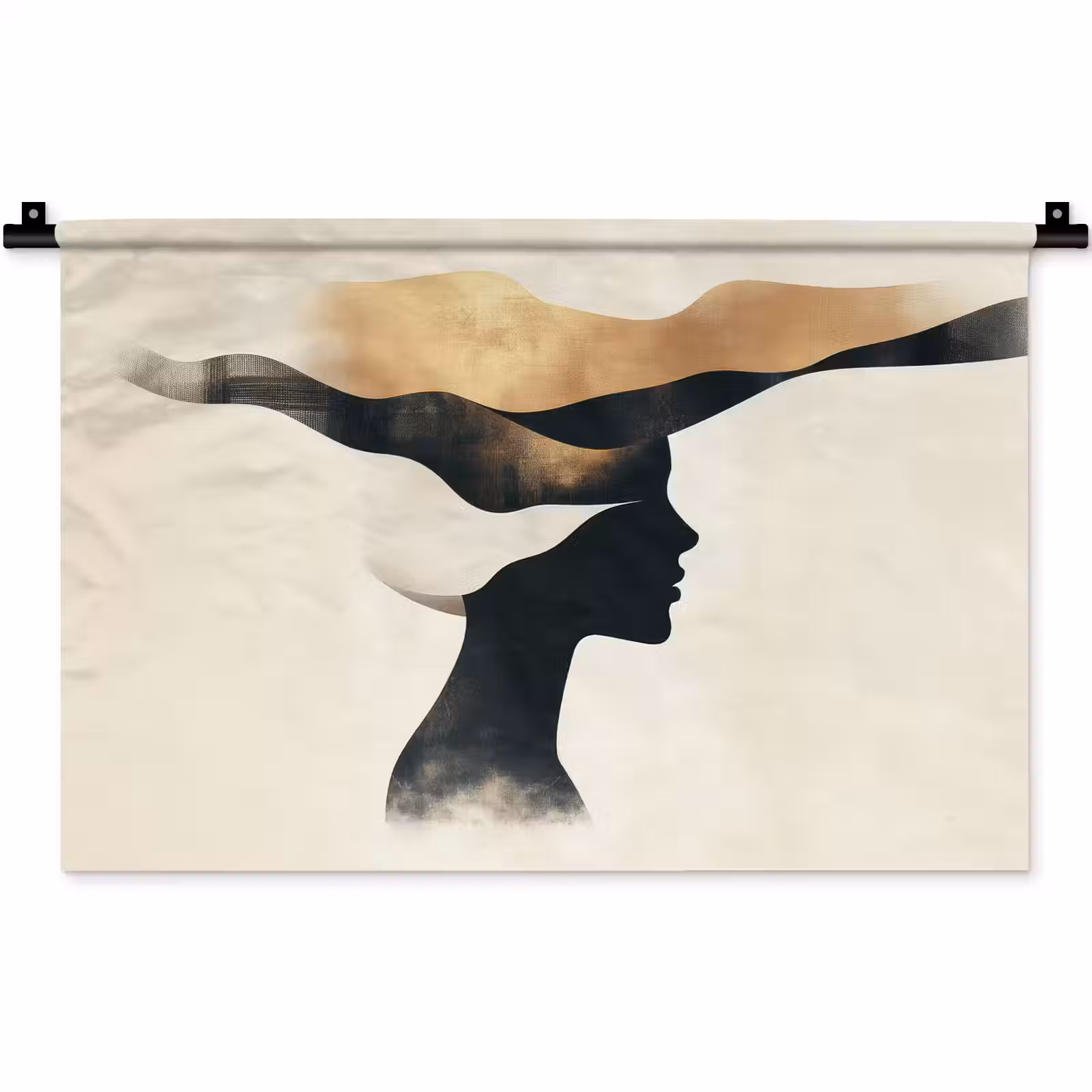 Wandkleed - Vrouw - Golven - Zwart — 1