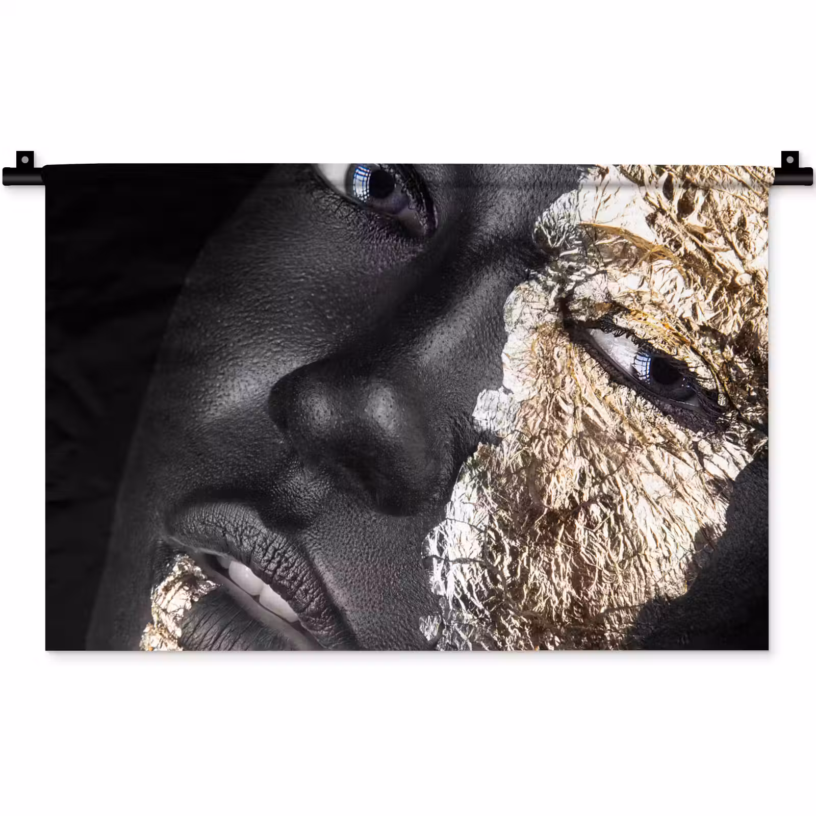 Wandkleed - Vrouw - Goud - Zwart - Verf - Luxe — 1