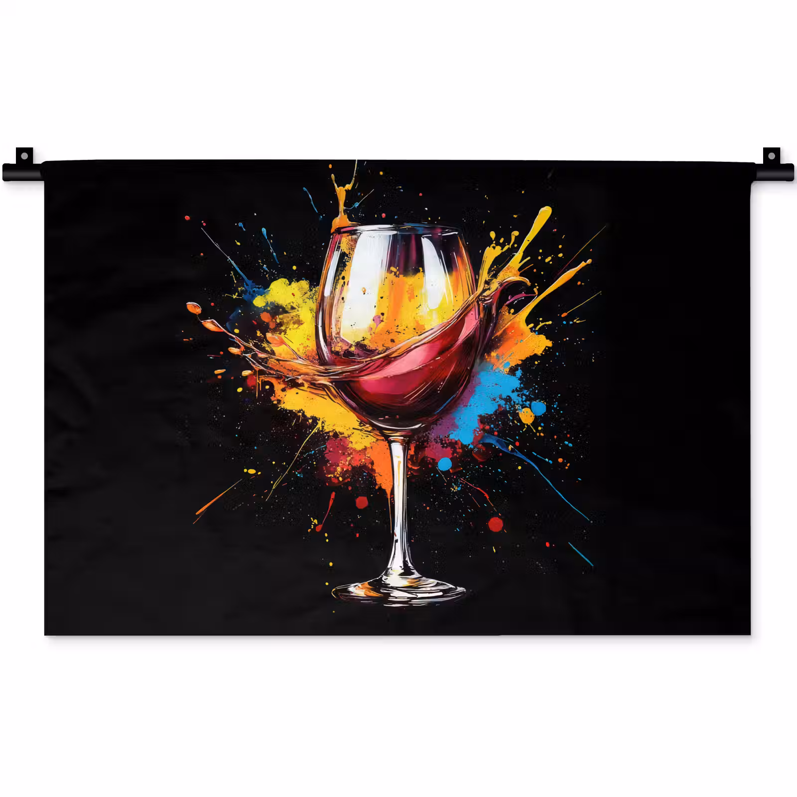 Wandkleed - Wijn - Glas - Graffiti - Borrel - Rood - Verf — 1