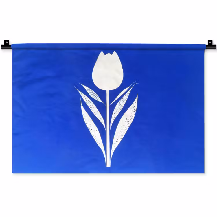 Wandkleed - Tulp - Minimalistisch - Bladeren - Wit — 1