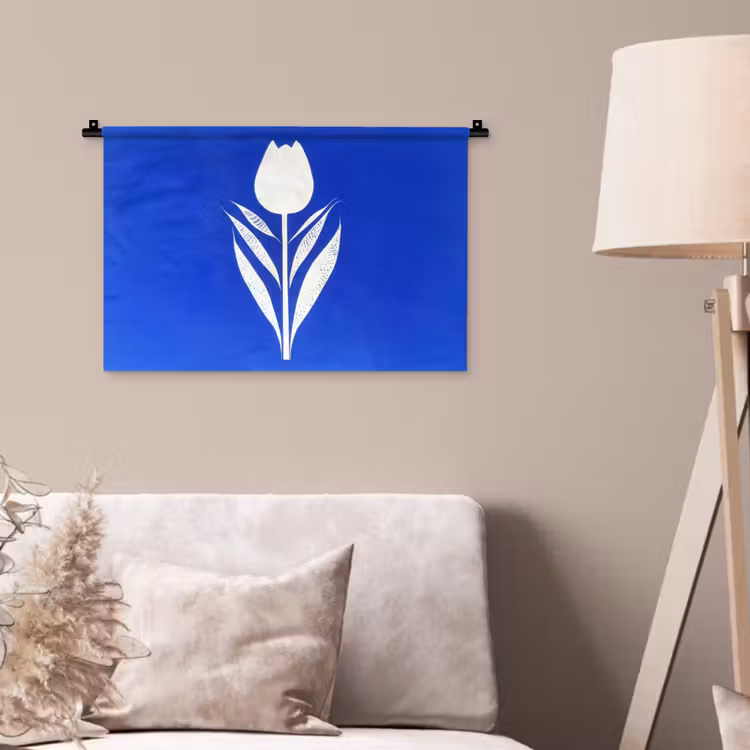 Wandkleed - Tulp - Minimalistisch - Bladeren - Wit — 2