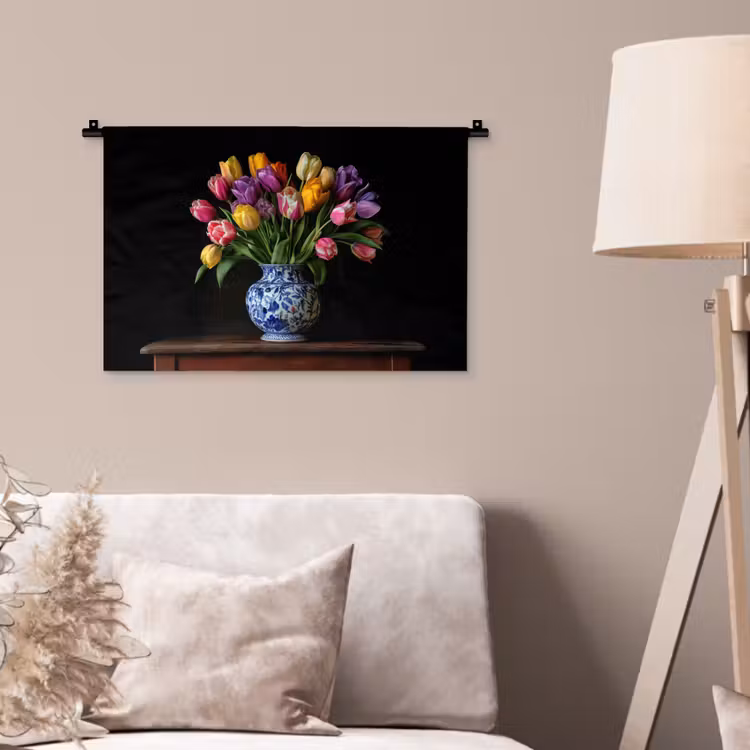 Wandkleed - Tulpen - Kleuren - Hout - Vaas — 2