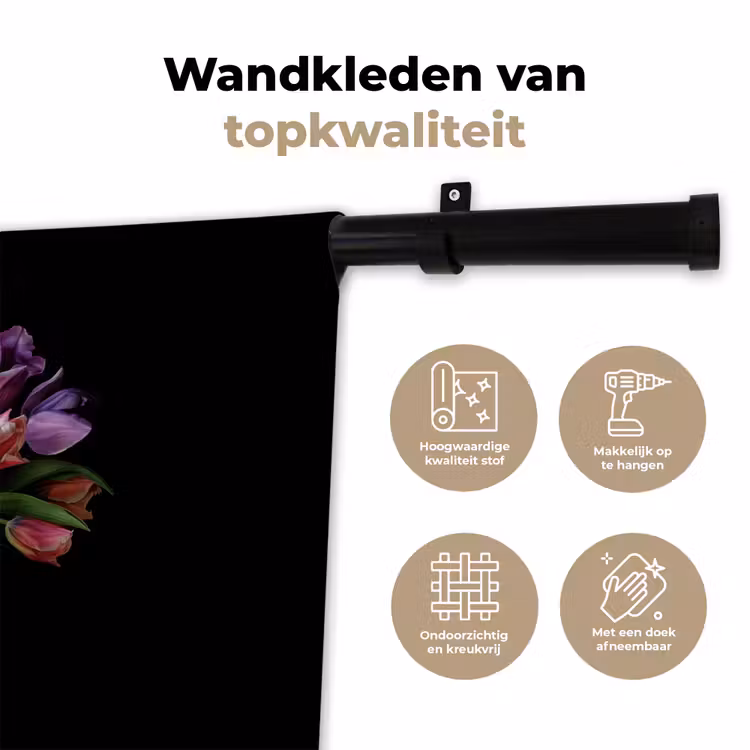 Wandkleed - Tulpen - Kleuren - Hout - Vaas — 3