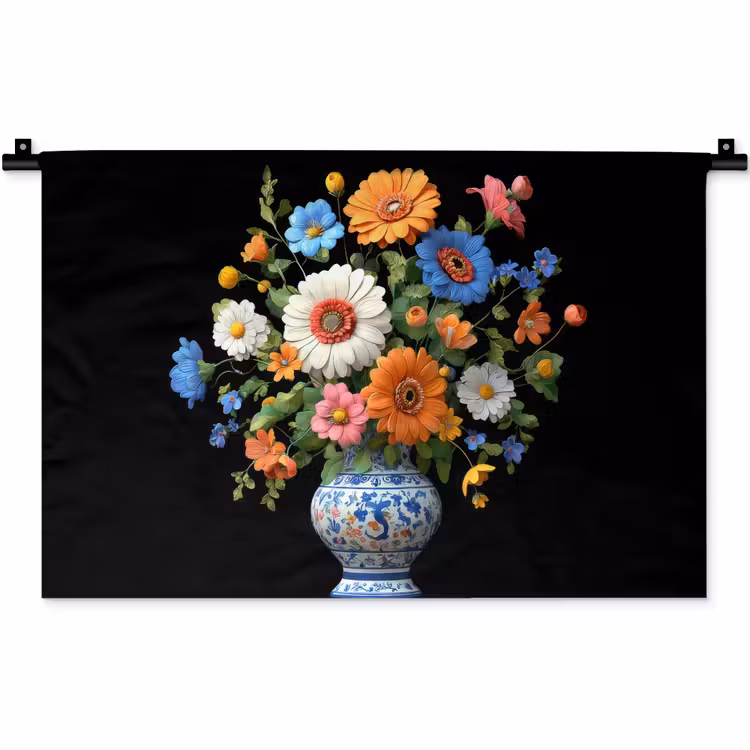 Wandkleed - Vaas - Boeket - Bloemen - Kleur — 1