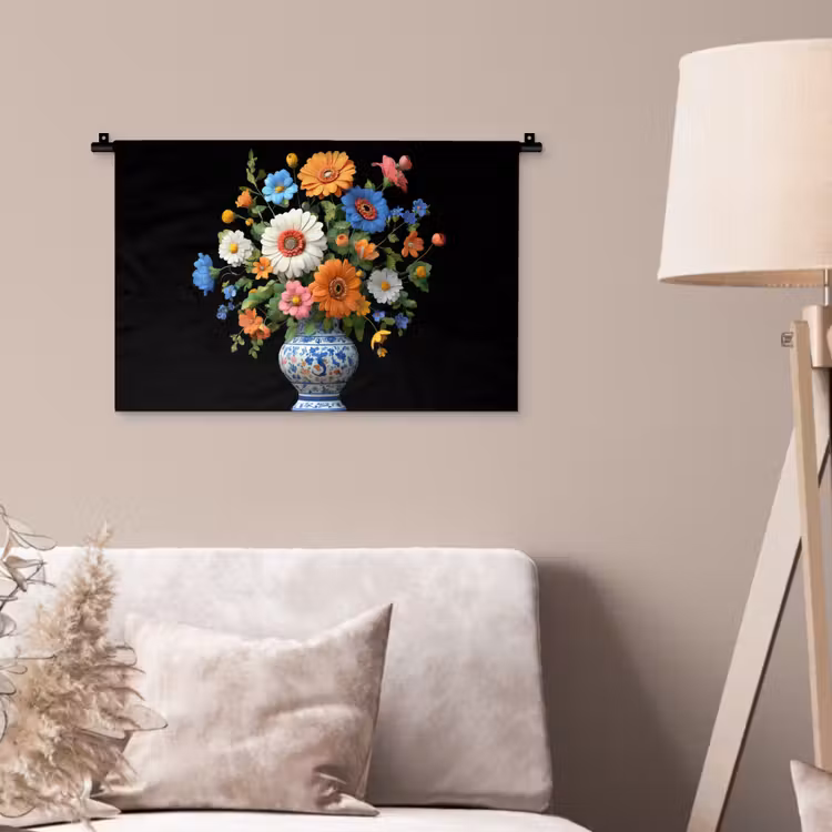 Wandkleed - Vaas - Boeket - Bloemen - Kleur — 2