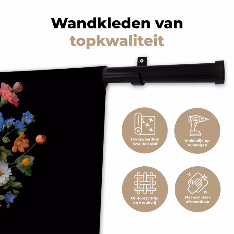 Wandkleed - Vaas - Boeket - Bloemen - Kleur — 3