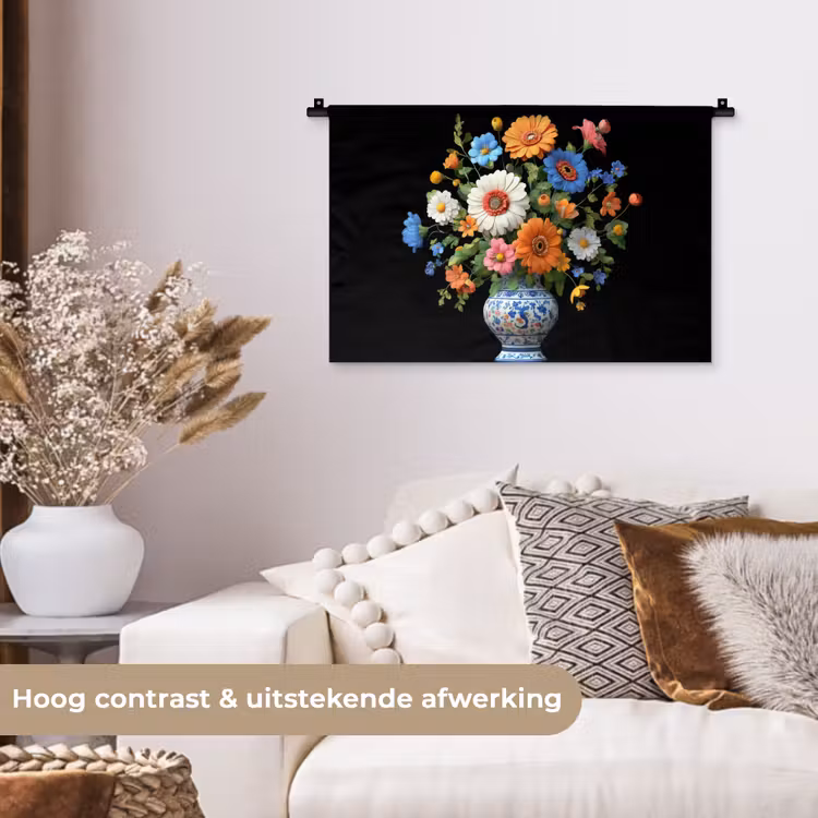Wandkleed - Vaas - Boeket - Bloemen - Kleur — 4