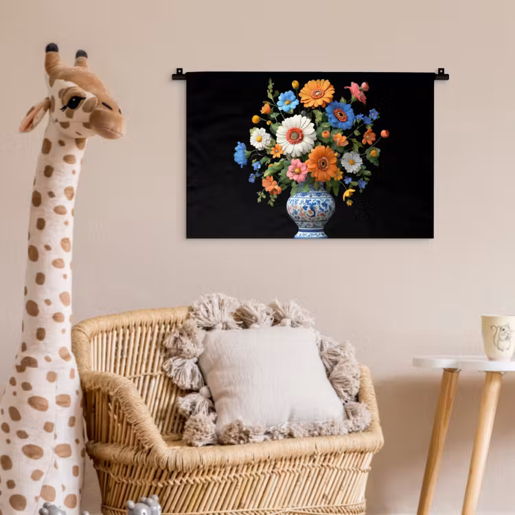 Wandkleed - Vaas - Boeket - Bloemen - Kleur — 5