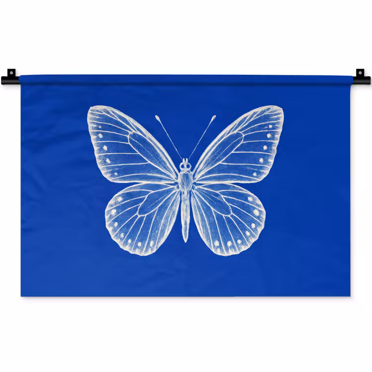 Wandkleed - Vlinder - Wit - Getekend - Stippen — 1