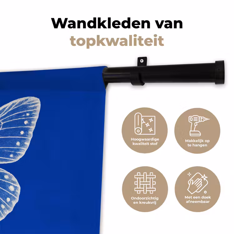 Wandkleed - Vlinder - Wit - Getekend - Stippen — 3