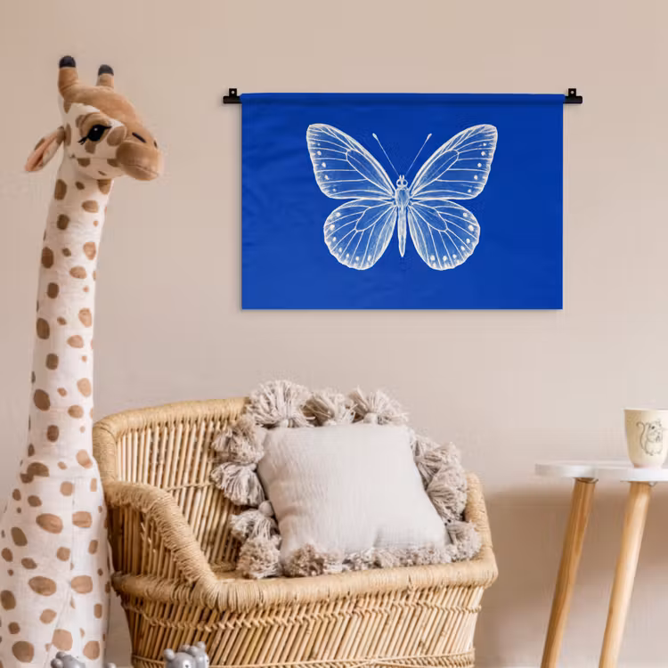 Wandkleed - Vlinder - Wit - Getekend - Stippen — 5