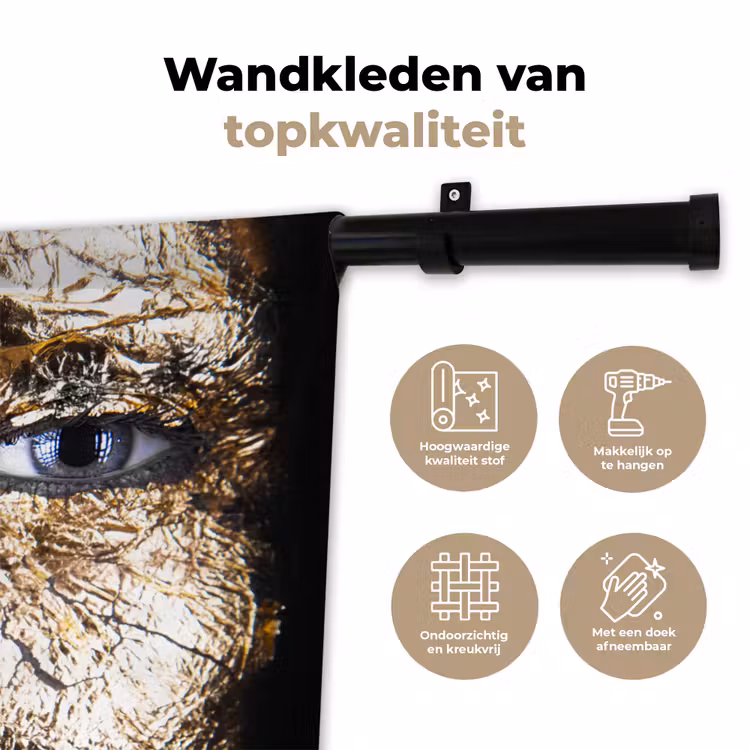 Wandkleed - Vrouw - Bladgoud - Zwart - Goud - Luxe — 3
