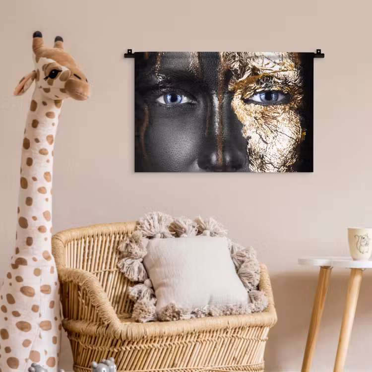 Wandkleed - Vrouw - Bladgoud - Zwart - Goud - Luxe — 5