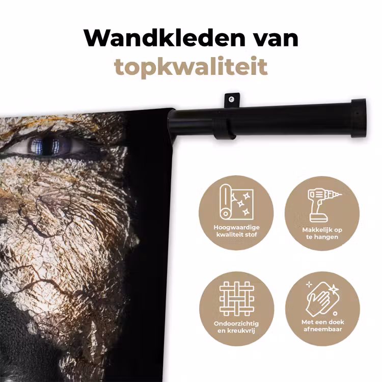 Wandkleed - Vrouw - Bladgoud - Zwart - Huid - Luxe — 3