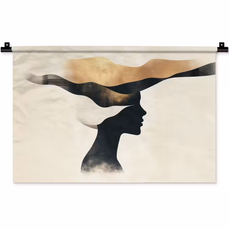 Wandkleed - Vrouw - Golven - Zwart — 1
