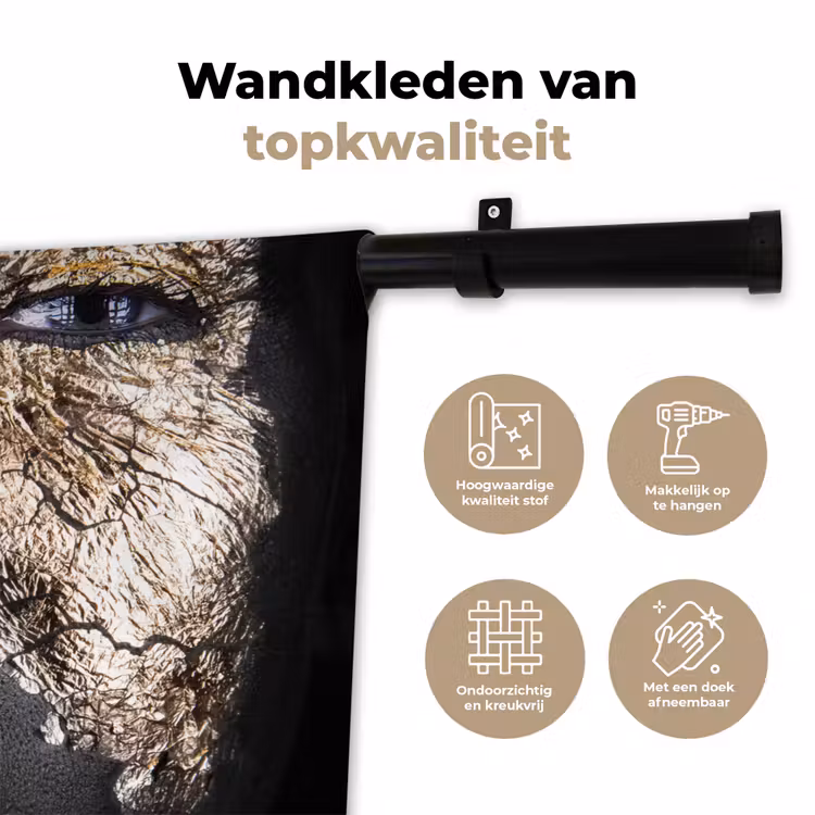 Wandkleed - Vrouw - Goud - Zwart - Schmink - Luxe — 3