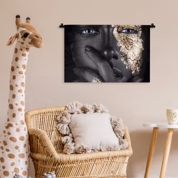 Wandkleed - Vrouw - Goud - Zwart - Schmink - Luxe — 5