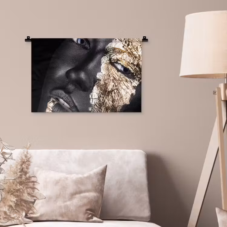 Wandkleed - Vrouw - Goud - Zwart - Verf - Luxe — 2