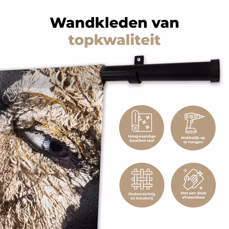 Wandkleed - Vrouw - Goud - Zwart - Verf - Luxe — 3