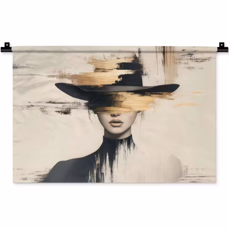 Wandkleed - Vrouw - Hoed - Verf — 1