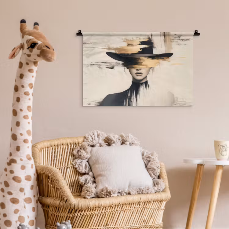 Wandkleed - Vrouw - Hoed - Verf — 5