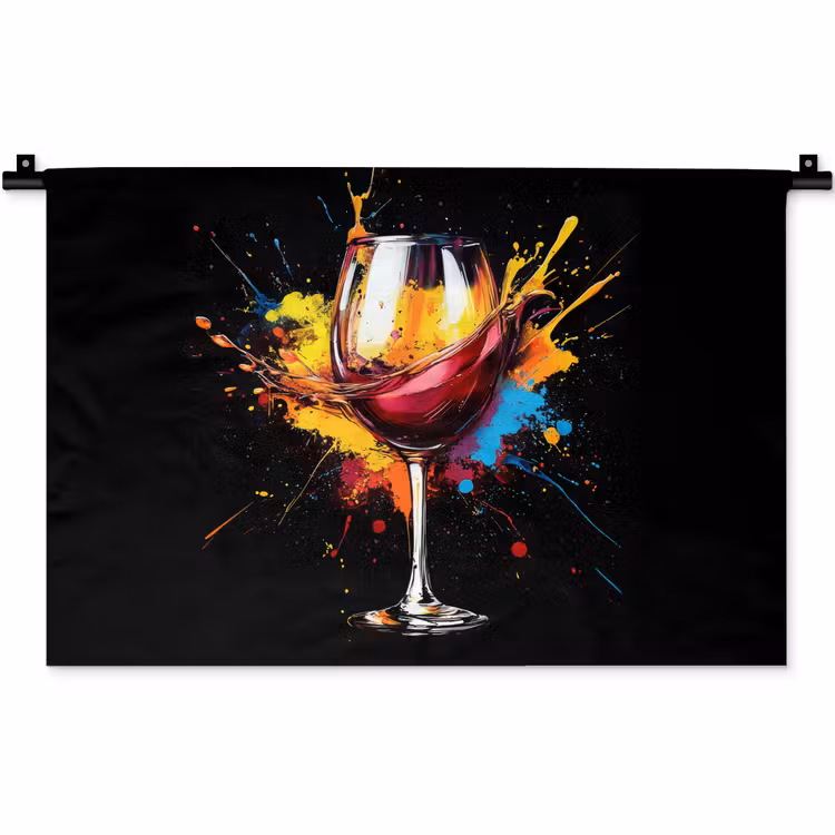 Wandkleed - Wijn - Glas - Graffiti - Borrel - Rood - Verf — 1