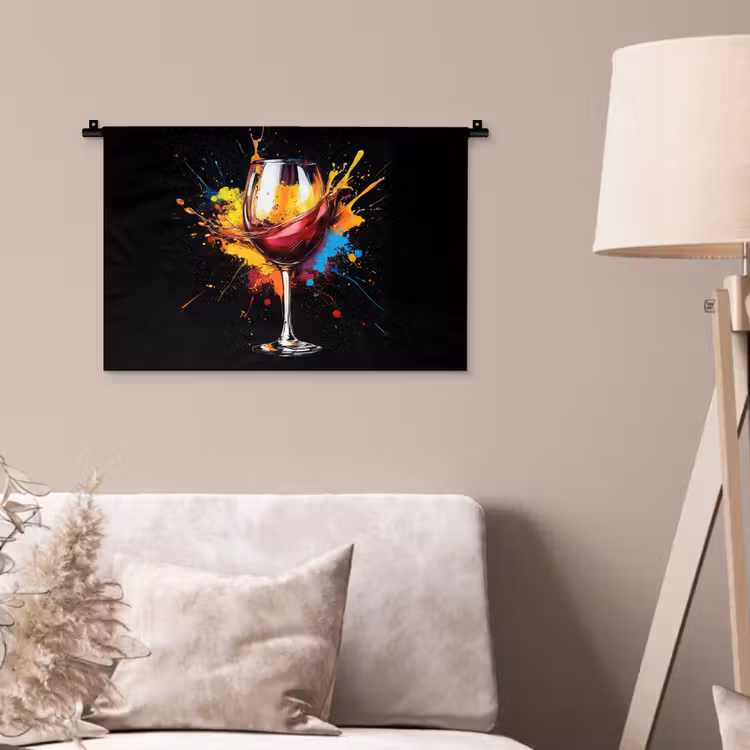 Wandkleed - Wijn - Glas - Graffiti - Borrel - Rood - Verf — 2