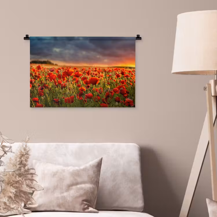 Wandkleed - Zonsondergang - Klaprozen - Rood - Bloemen - Veld - Natuur — 2