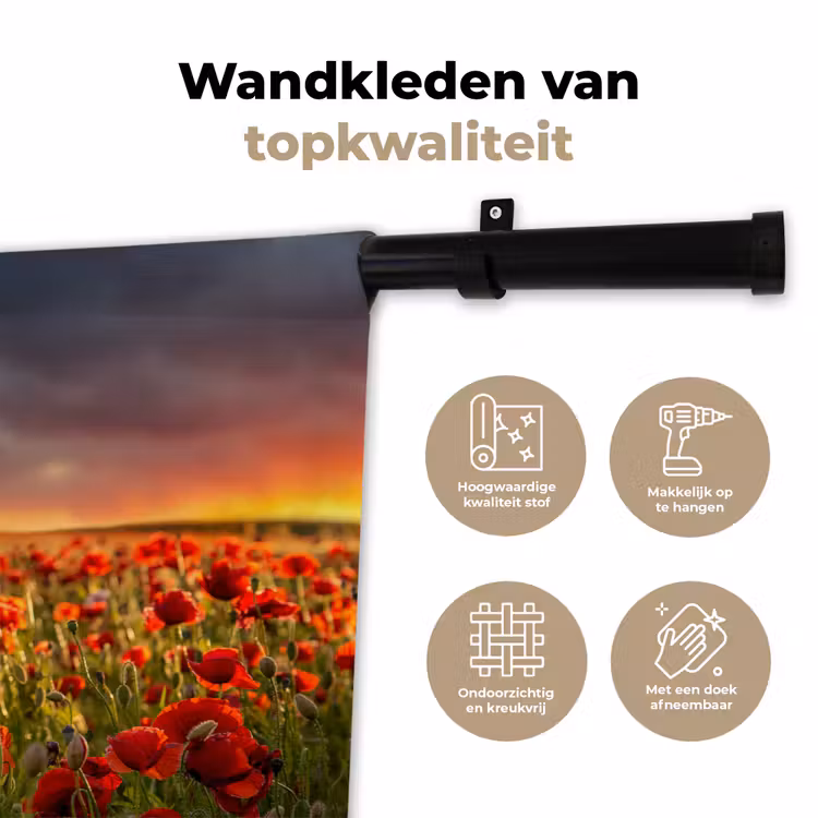 Wandkleed - Zonsondergang - Klaprozen - Rood - Bloemen - Veld - Natuur — 3