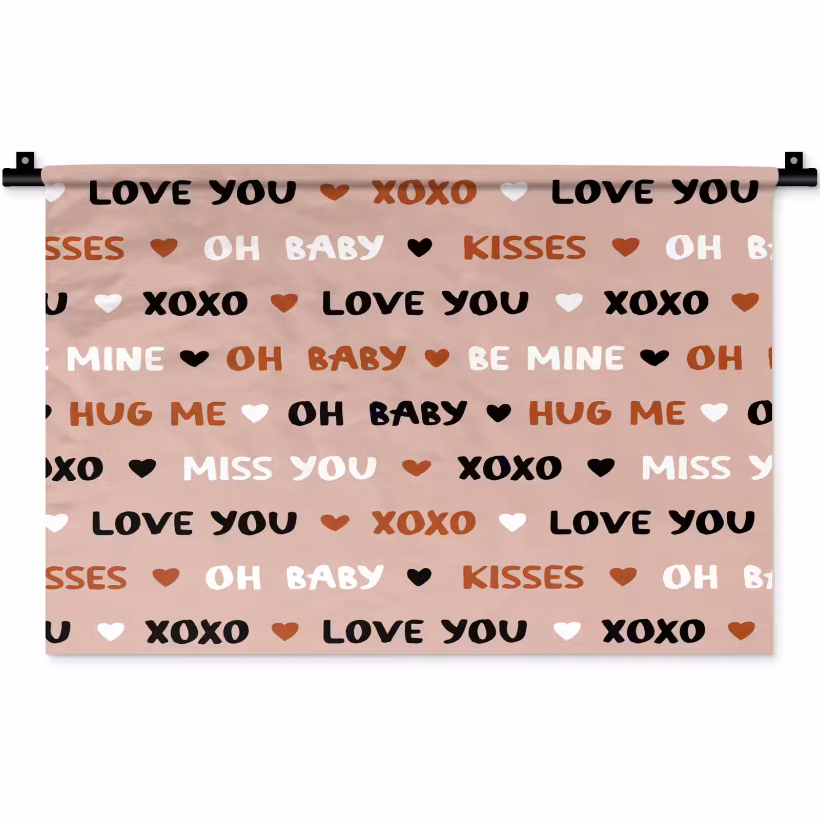 Wandkleed - Tekst - Liefde - Roze - Patroon — 1