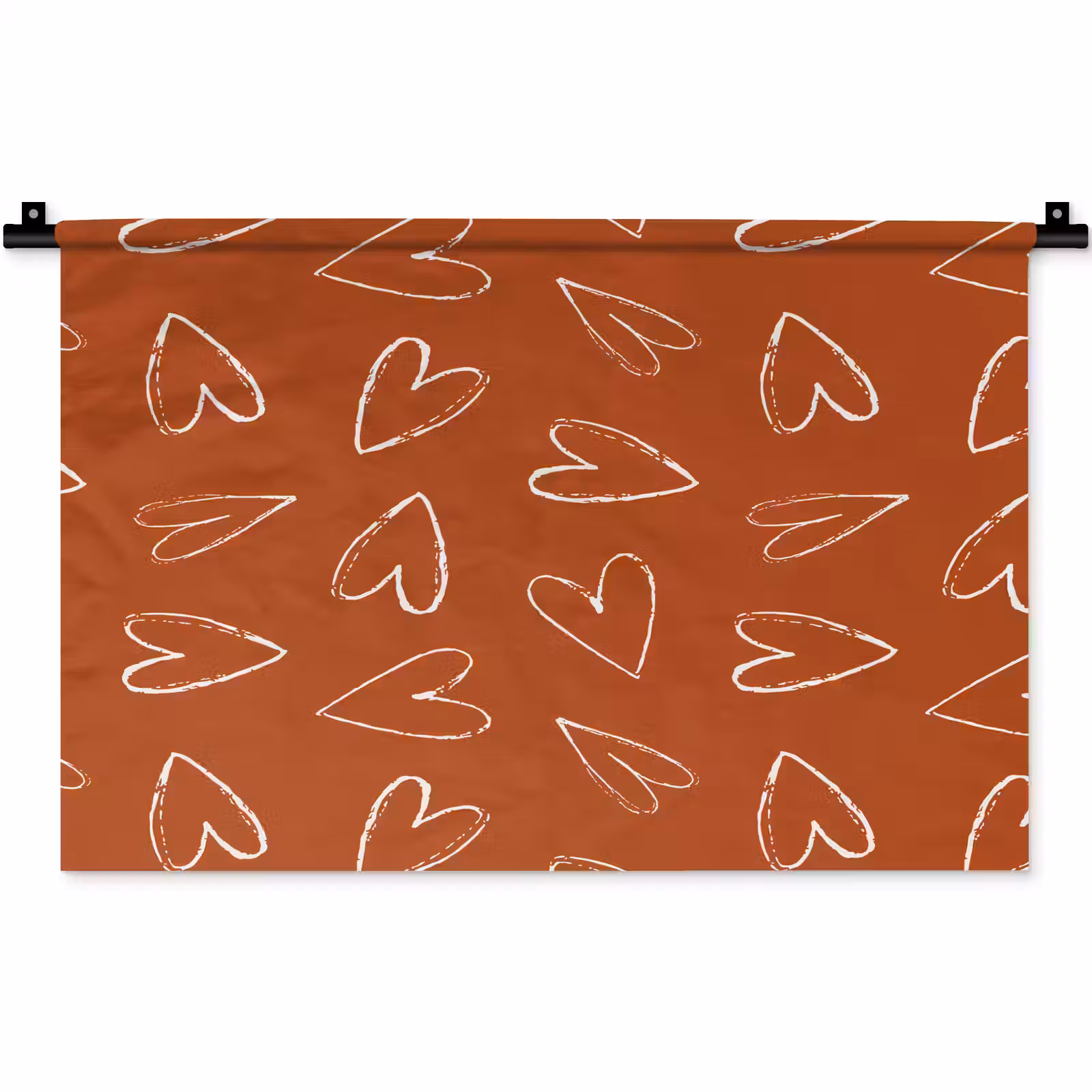 Wandkleed - Terracotta - Wit - Hartjes — 1