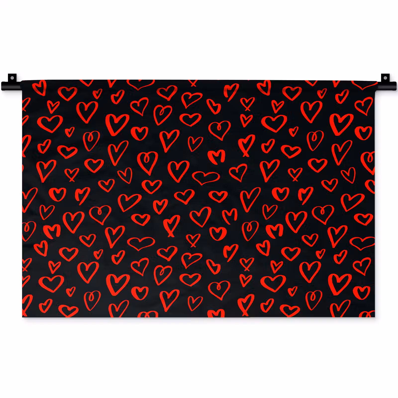 Wandkleed - Zwart - Harten - Rood — 1