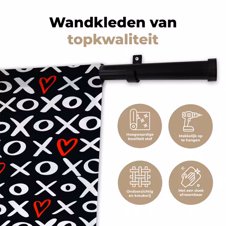 Wandkleed - Tekens - Wit - Zwart — 3