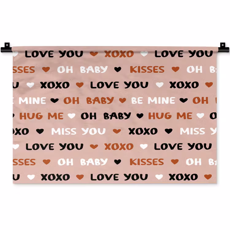 Wandkleed - Tekst - Liefde - Roze - Patroon — 1
