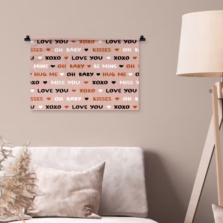 Wandkleed - Tekst - Liefde - Roze - Patroon — 2