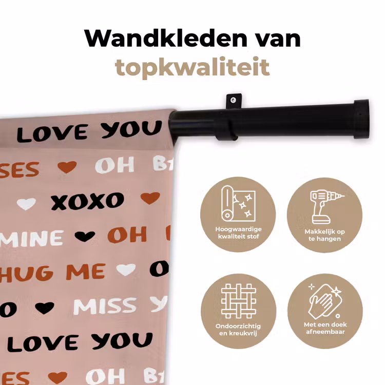 Wandkleed - Tekst - Liefde - Roze - Patroon — 3