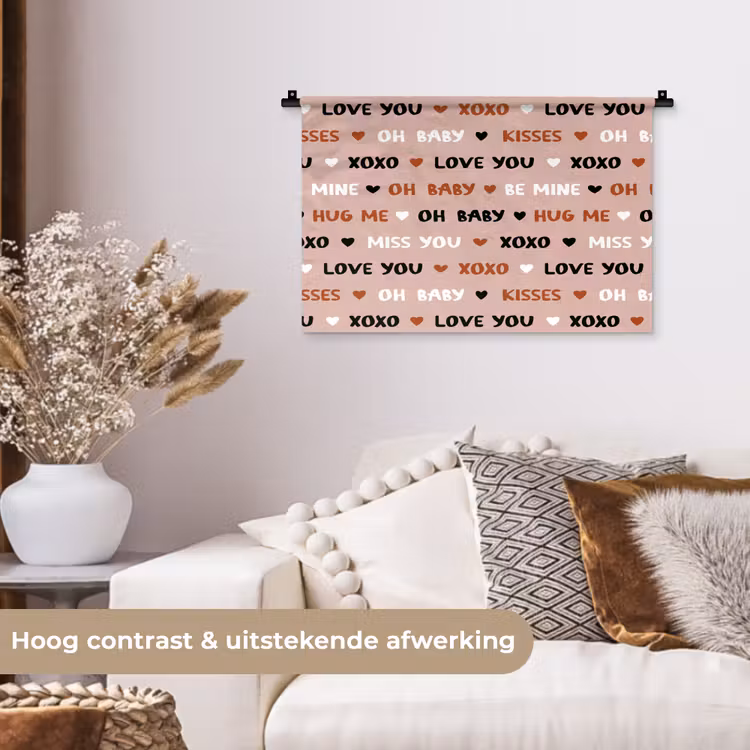 Wandkleed - Tekst - Liefde - Roze - Patroon — 4