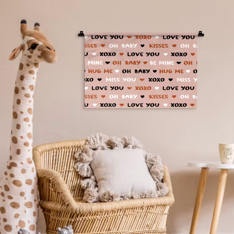 Wandkleed - Tekst - Liefde - Roze - Patroon — 5